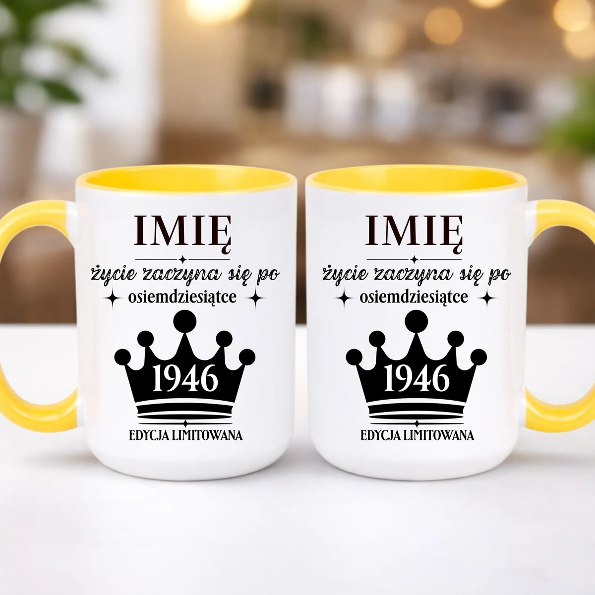 kubek z własnym nadrukiem 440ml personalizowane prezenty pl żółty