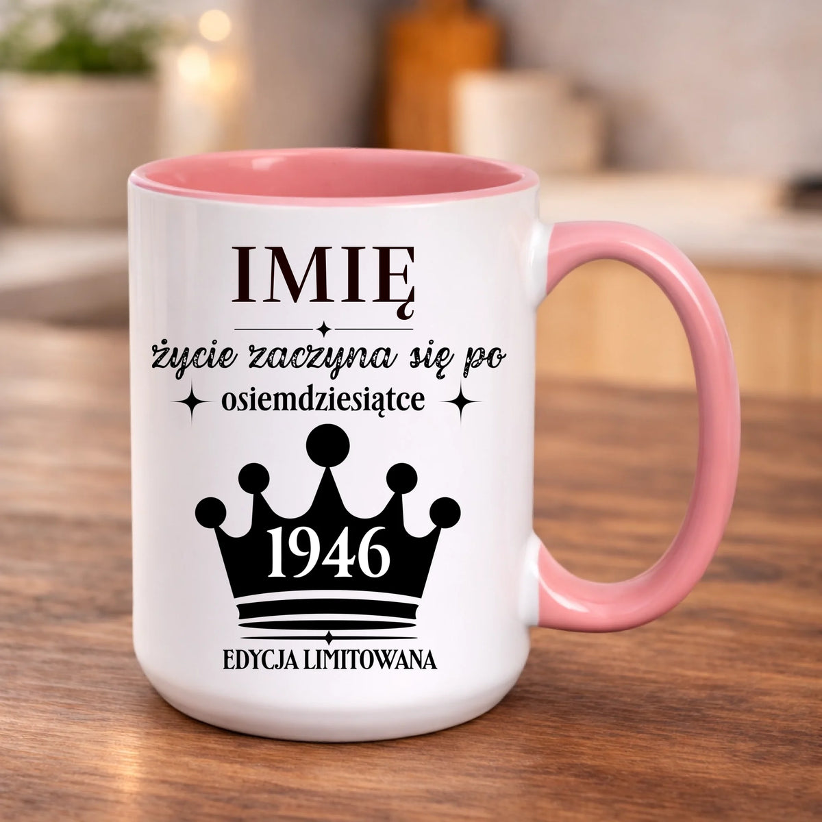 kubek z własnym nadrukiem 440ml personalizowane prezenty pl różowy