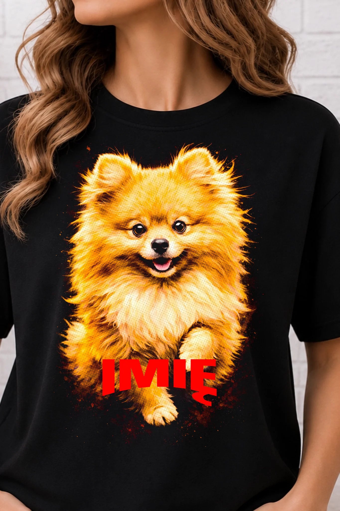 Koszulka damska z Psem szpic miniaturowy Pomeranian personalizowana z imieniem