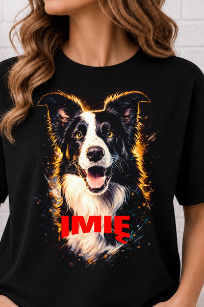 Koszulka damska z Psem Border Collie personalizowana z imieniem