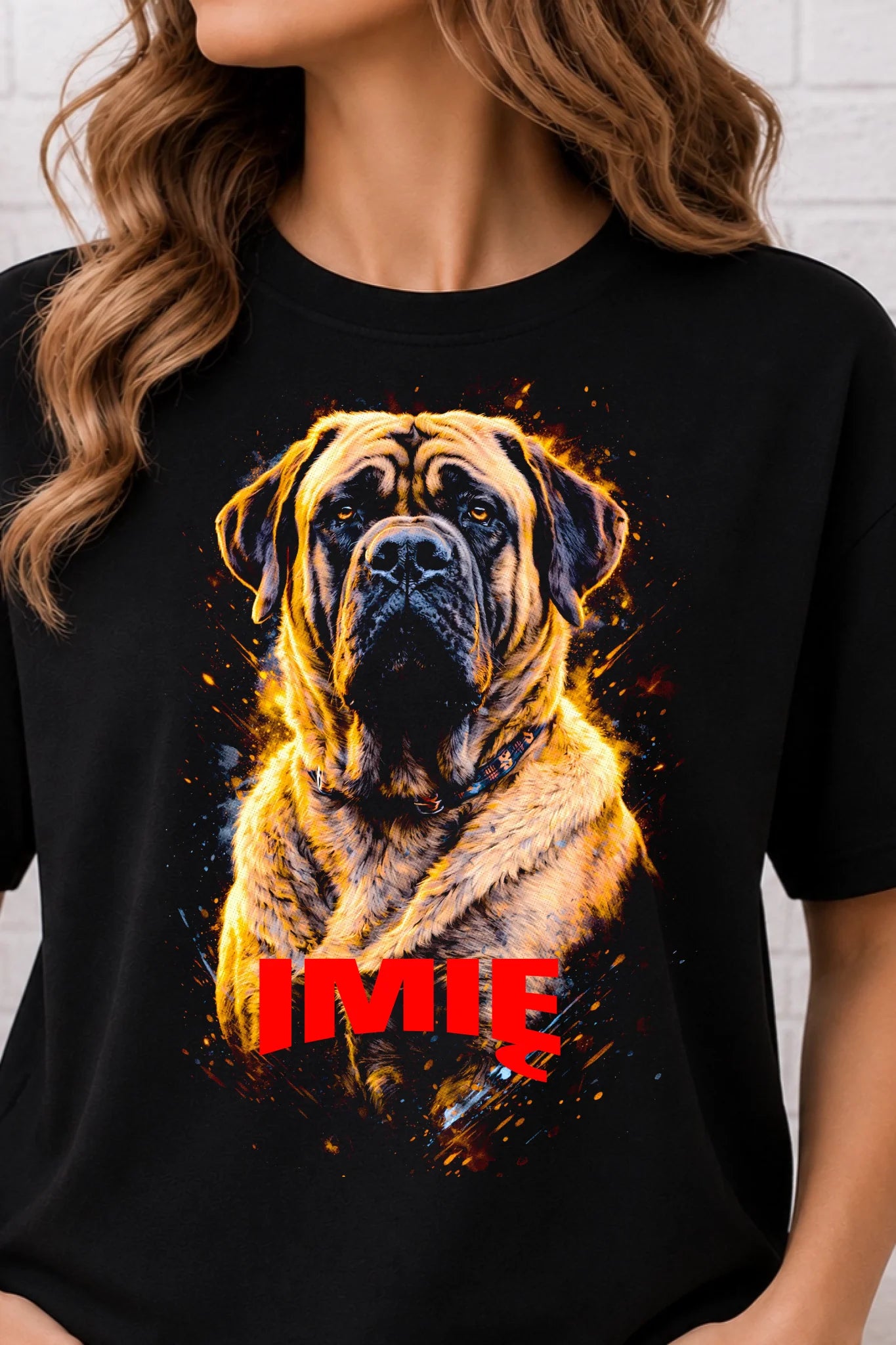Koszulka damska z Psem Mastiff Angielski personalizowana z imieniem