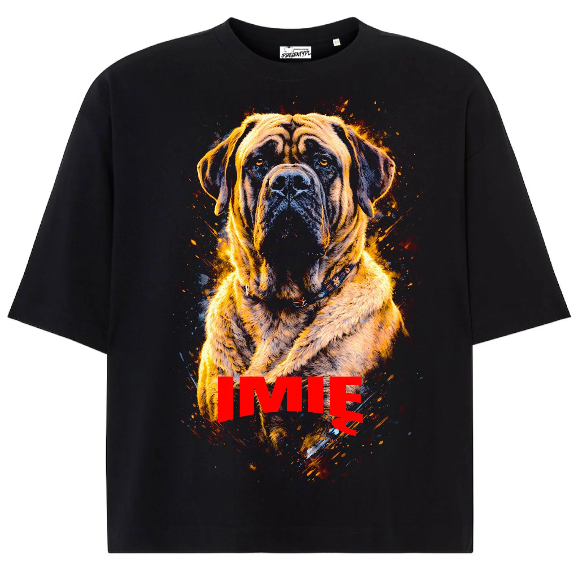 Koszulka damska z Psem Mastiff Angielski personalizowana z imieniem tshirt