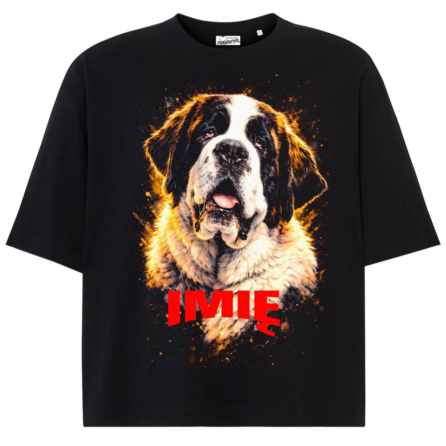 Koszulka damska z Psem Bernardyn personalizowana z imieniem tshirt