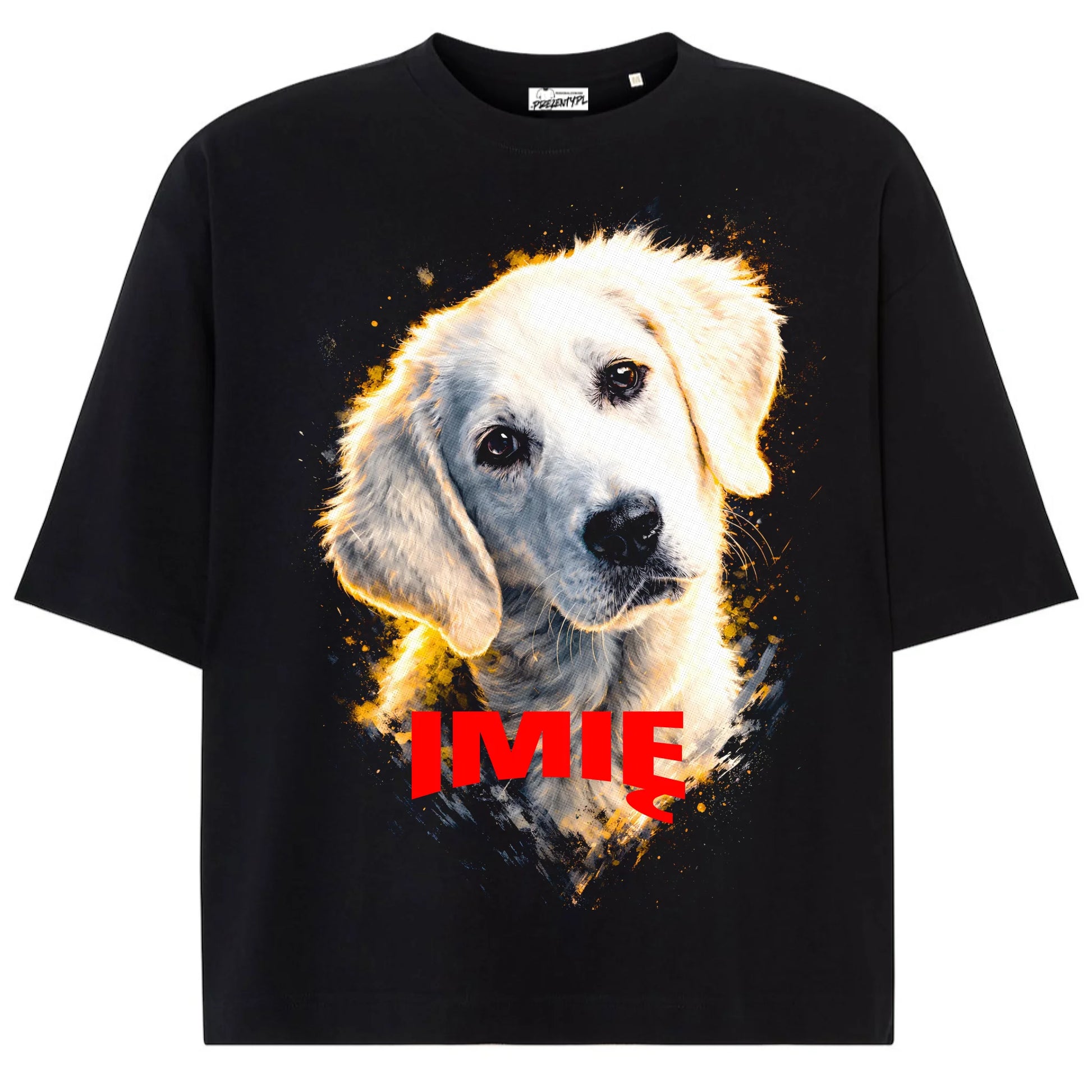 Koszulka damska z Psem Golden Retriever szczeniak personalizowana z imieniem tshirt