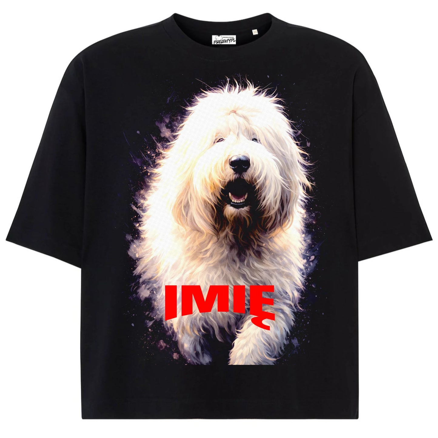 Koszulka damska z Psem Owczarek Staroangielski personalizowana z imieniem tshirt