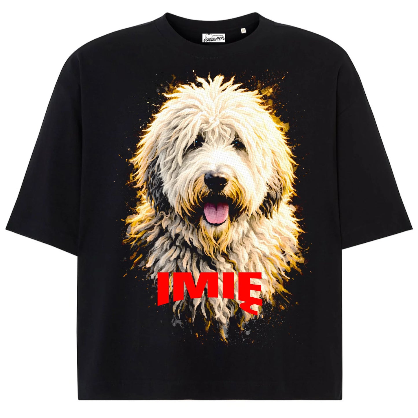 Koszulka damska z Psem owczarka staroangielskiego  personalizowana z imieniem tshirt