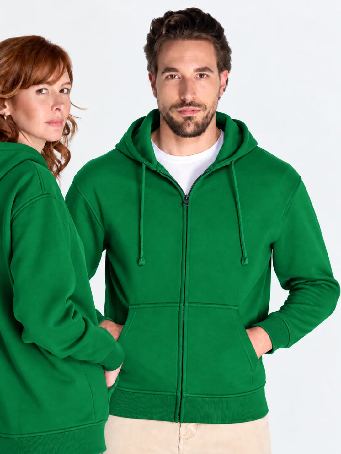 Bluza z własnym nadrukiem rozpinana z kapturem o gramaturze 290 gramów w kolorze zielonym unisex męska damska