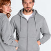 Bluza z własnym nadrukiem rozpinana z kapturem o gramaturze 290 gramów w kolorze szarym unisex męska damska odzież firmowa