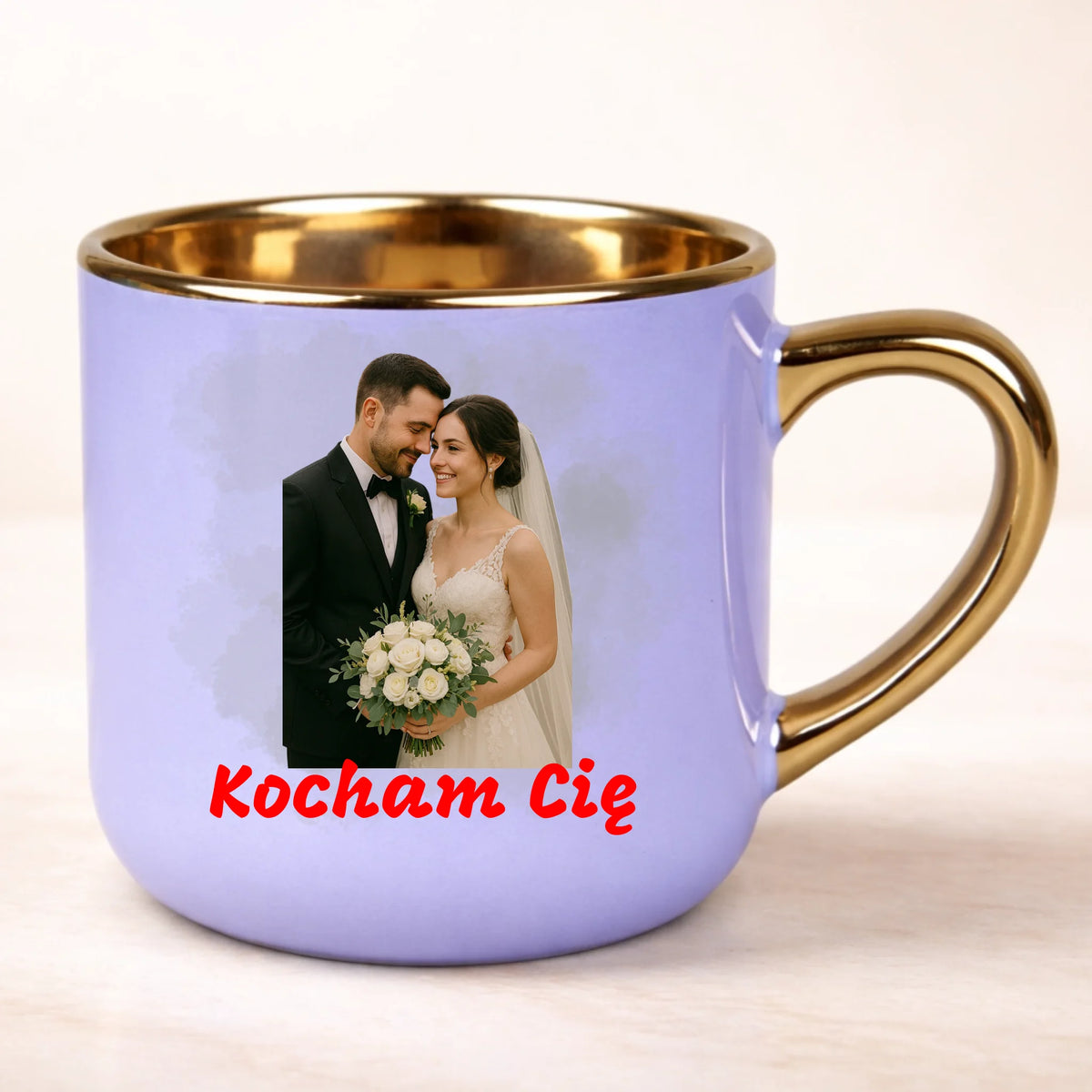 kubek personalizowany z nadrukiem 400ml fioletowy