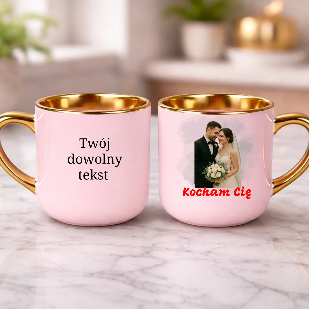 kubek z własnym nadrukiem 400ml personalizowane prezenty pl różowy