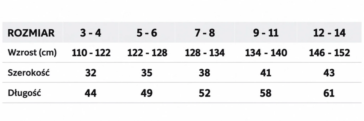 rozmiarówka dziecięca koszulka 190 gramow
