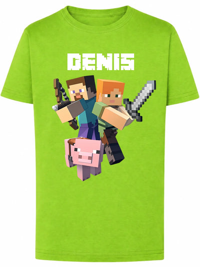 Koszulka Minecraft Steve, Alex i świnka