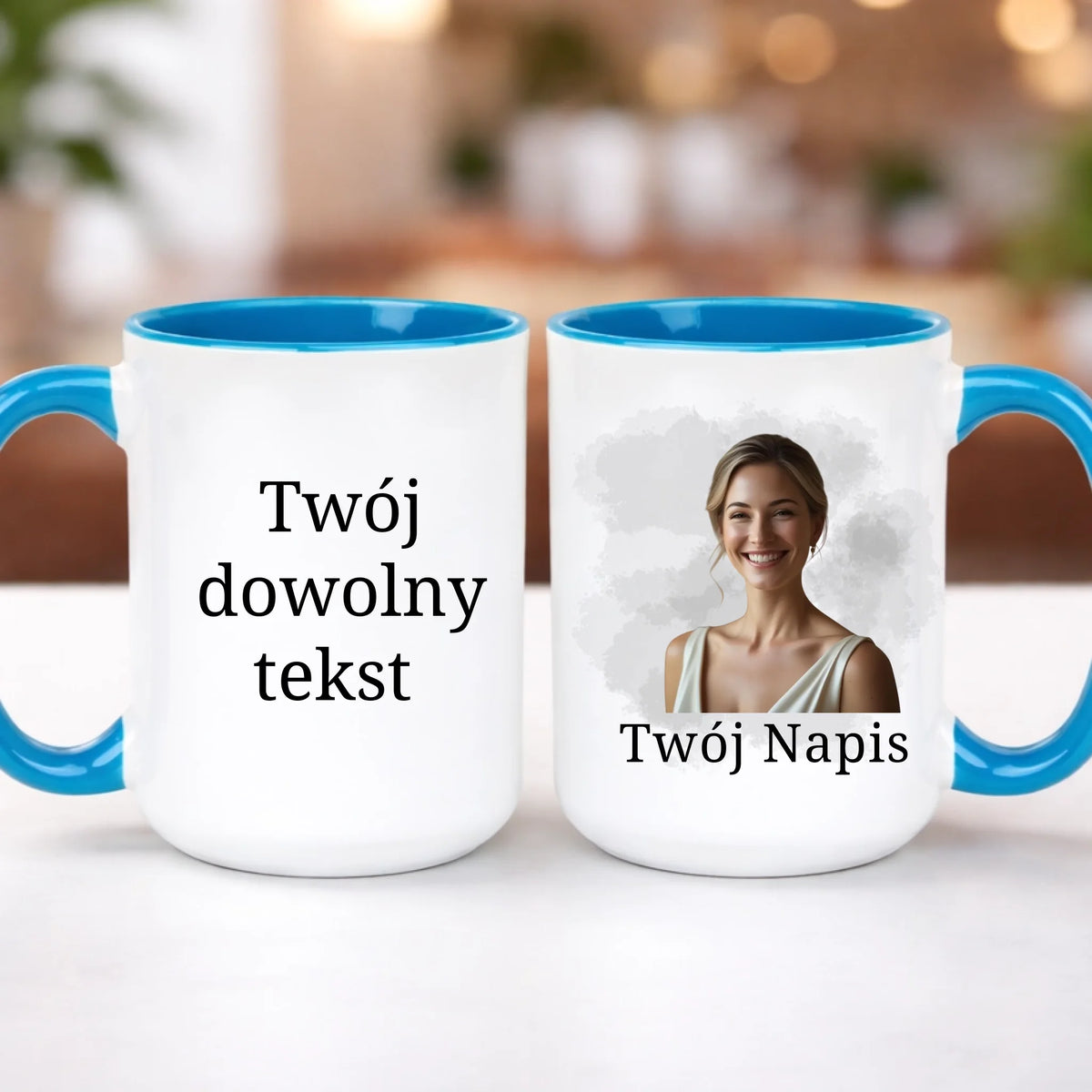 kubek z własnym nadrukiem 440ml personalizowane prezenty pl niebieski