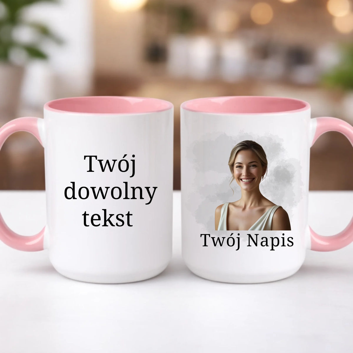 kubek z własnym nadrukiem 440ml personalizowane prezenty pl różowy