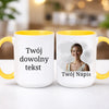 kubek z własnym nadrukiem 440ml personalizowane prezenty pl żółty