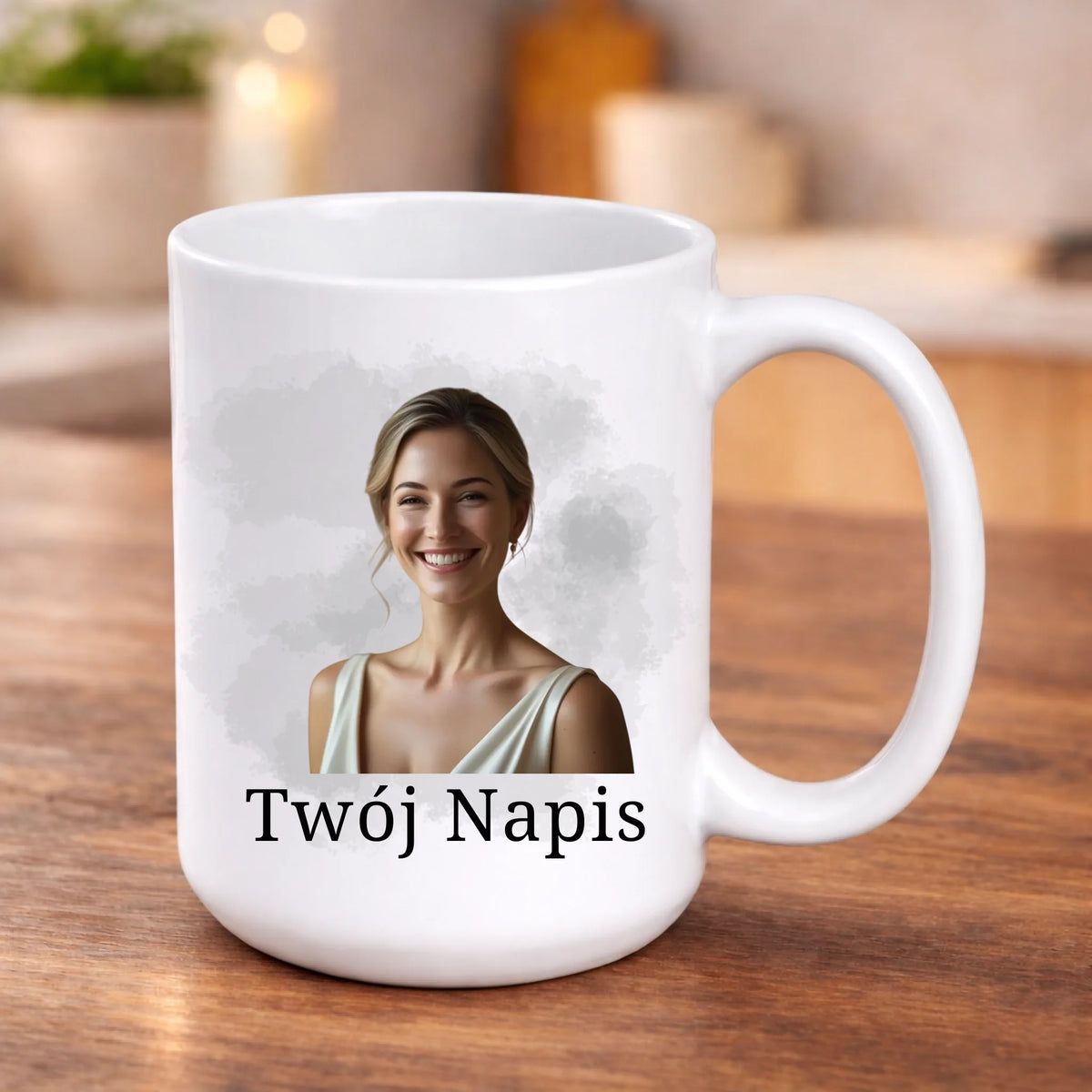 kubek z własnym nadrukiem 440ml personalizowane prezenty pl bialy