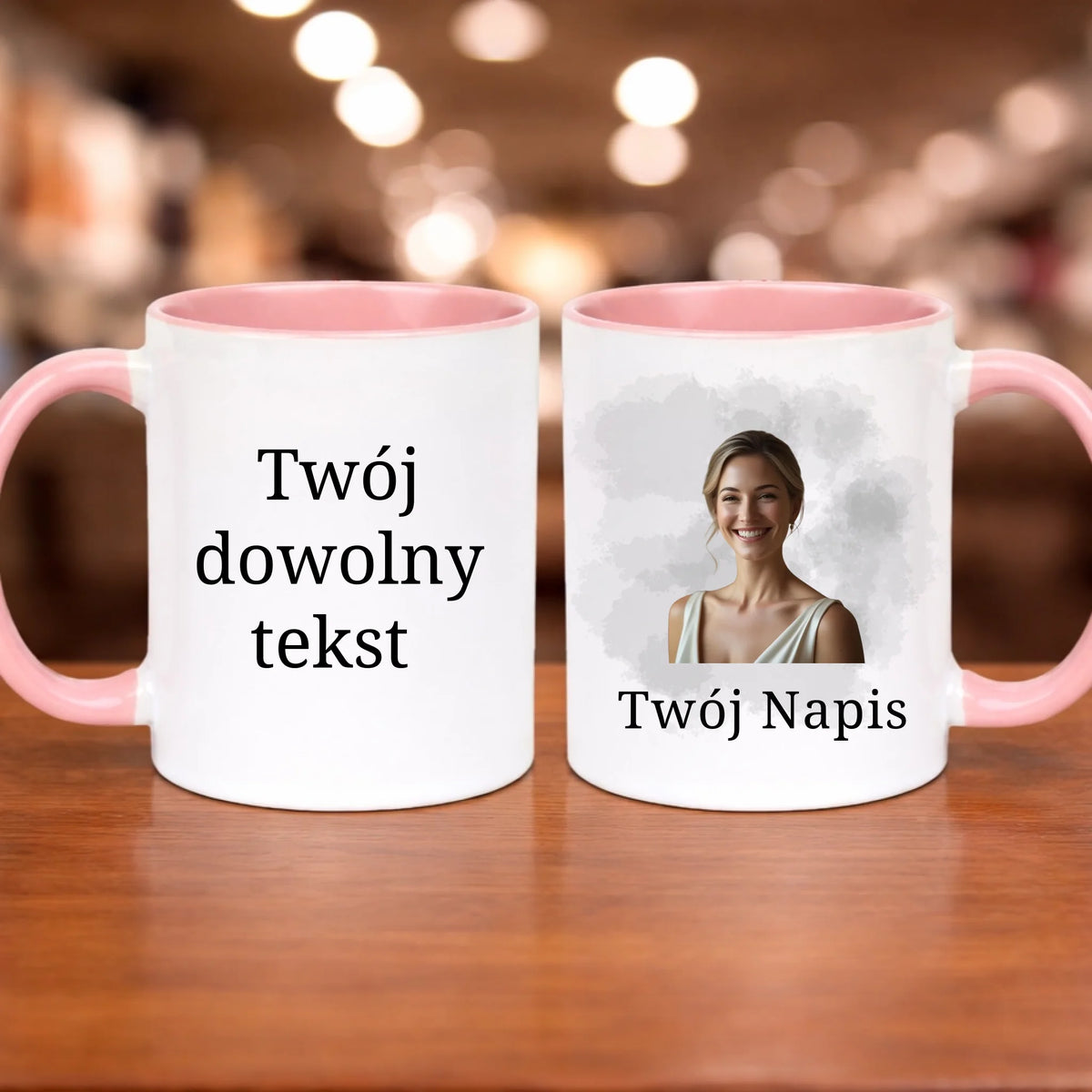 kubek z własnym nadrukiem 330ml personalizowane prezenty pl różowy