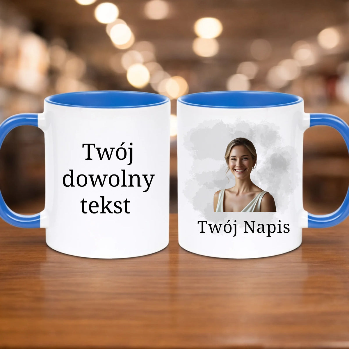 kubek z własnym nadrukiem 330ml personalizowane prezenty pl niebieski