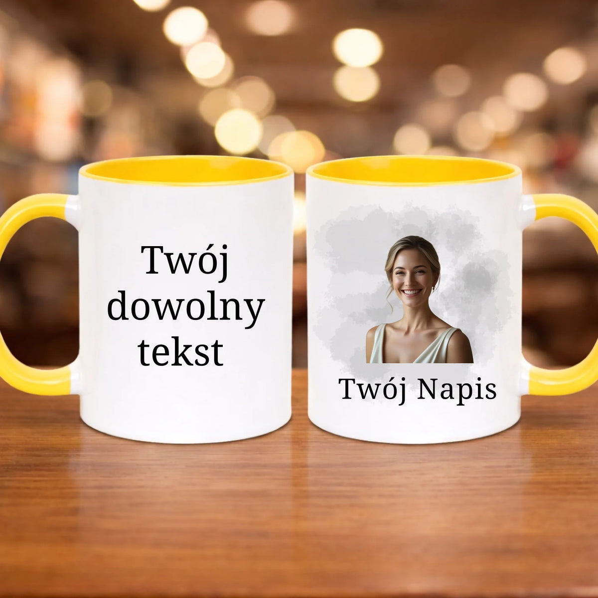 kubek z własnym nadrukiem 330ml personalizowane prezenty pl żółty