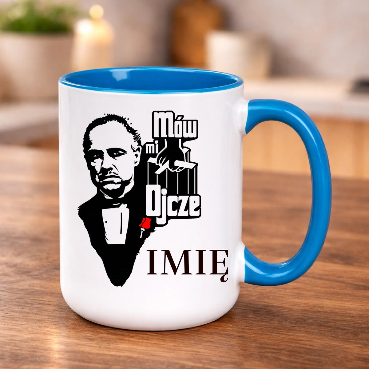 kubek z własnym nadrukiem 440ml personalizowane prezenty pl niebieski