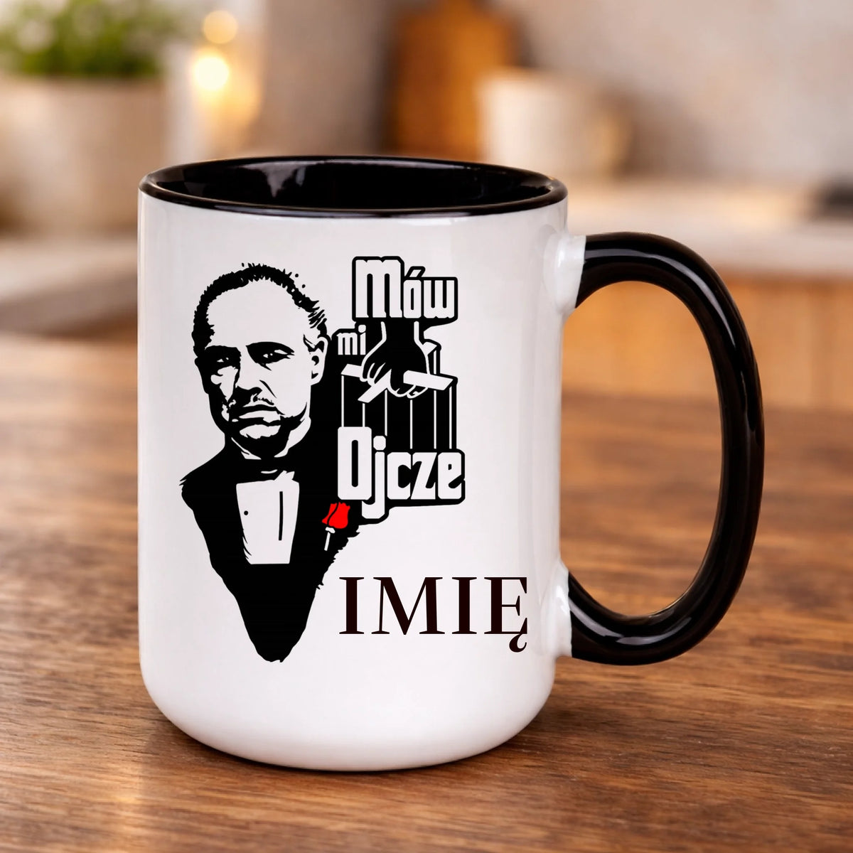 kubek z własnym nadrukiem 440ml personalizowane prezenty pl czarny