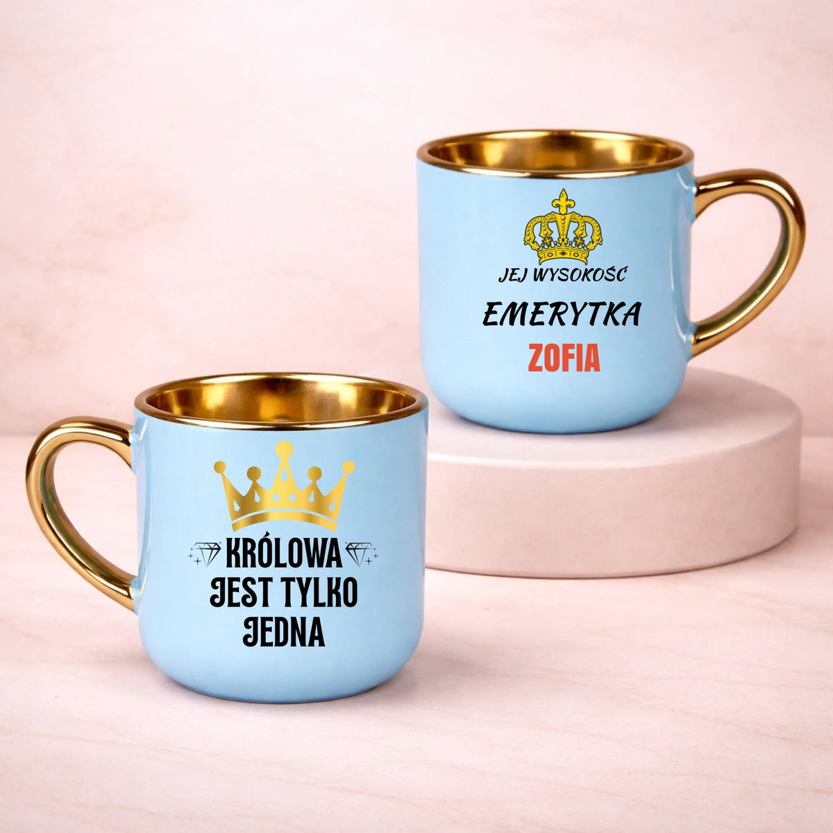 kubek z własnym nadrukiem 400ml personalizowane prezenty pl niebieski