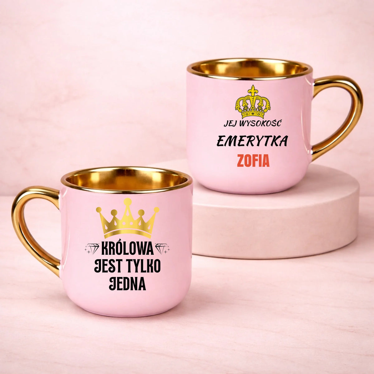kubek z własnym nadrukiem 400ml personalizowane prezenty pl różowy