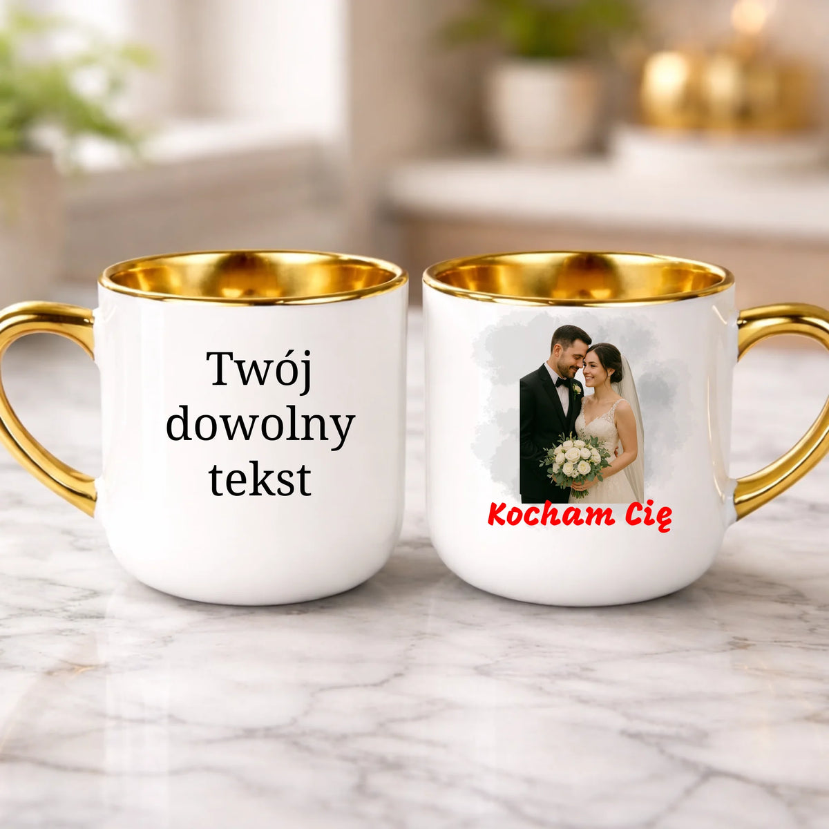 kubek z własnym nadrukiem 400ml personalizowane prezenty pl biale