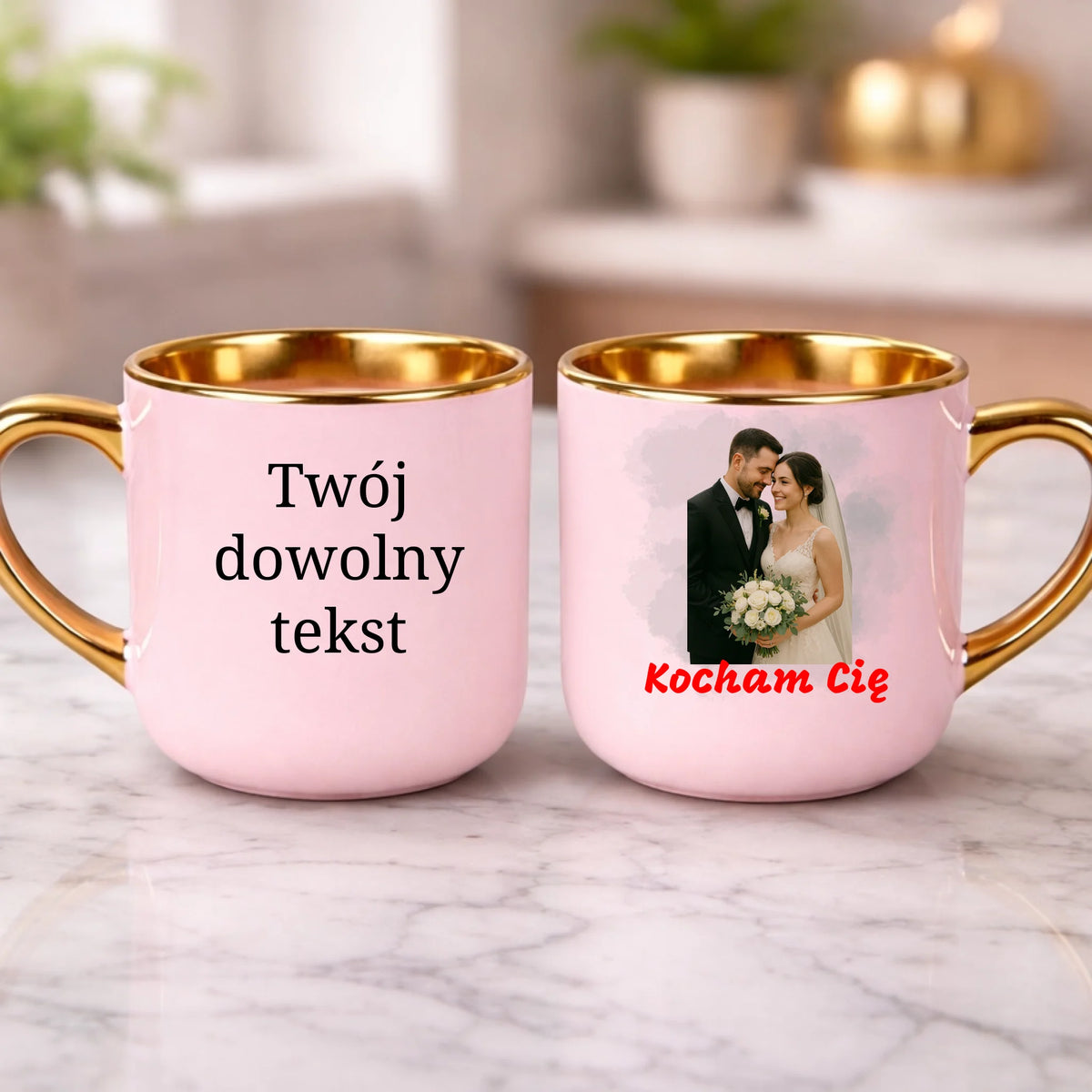 kubek z własnym nadrukiem 400ml personalizowane prezenty pl różowy
