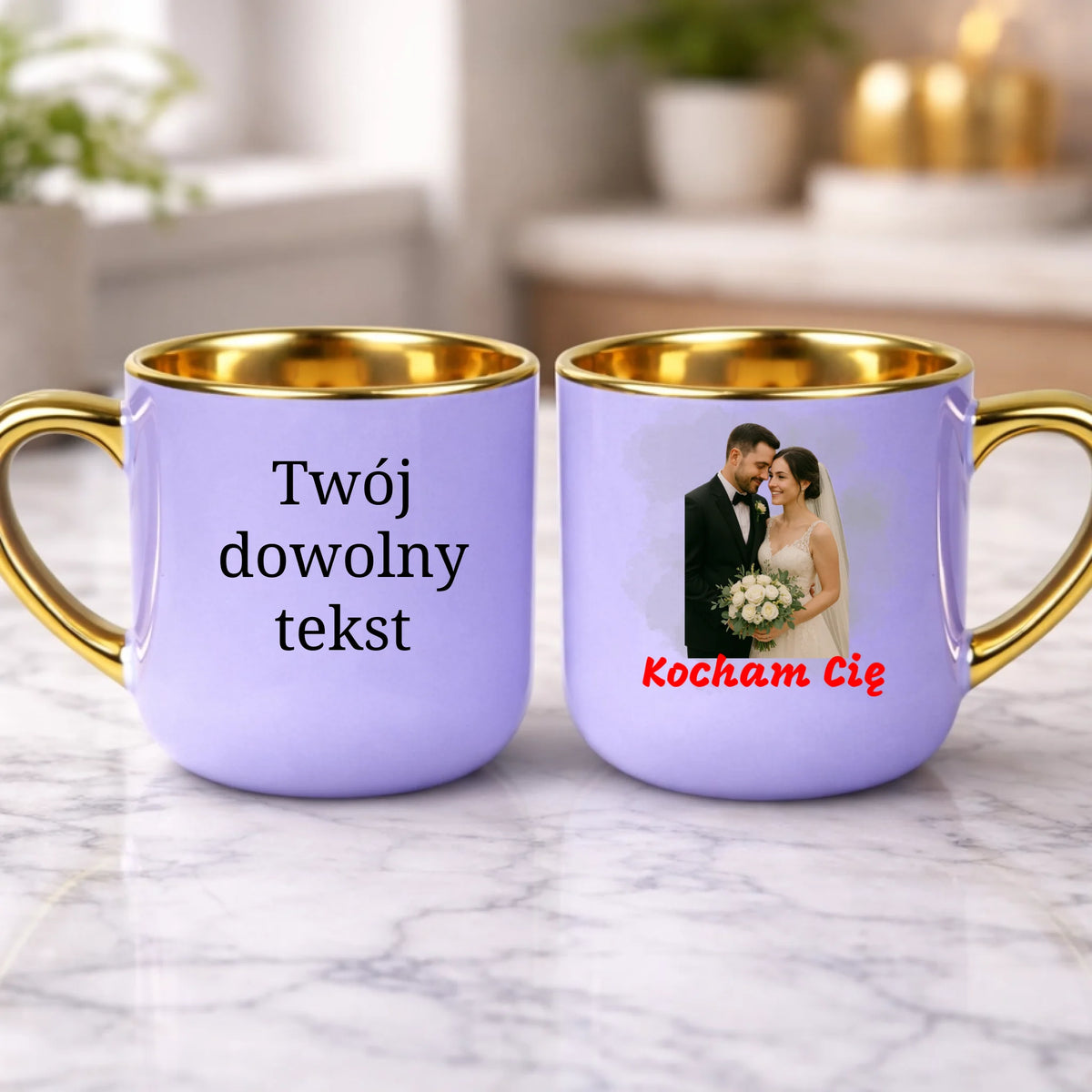 kubek z własnym nadrukiem 400ml personalizowane prezenty pl fioletowy