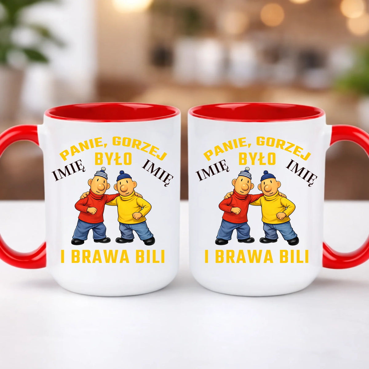 kubek z własnym nadrukiem 440ml personalizowane prezenty pl czerwony
