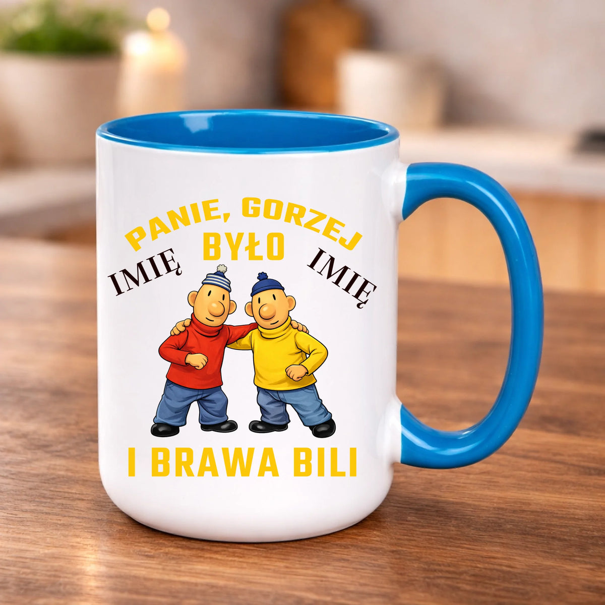 kubek z własnym nadrukiem 440ml personalizowane prezenty pl niebieski