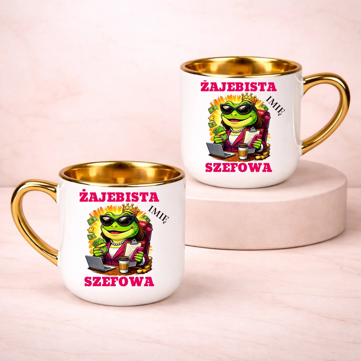kubek z własnym nadrukiem 400ml personalizowane prezenty pl bialy