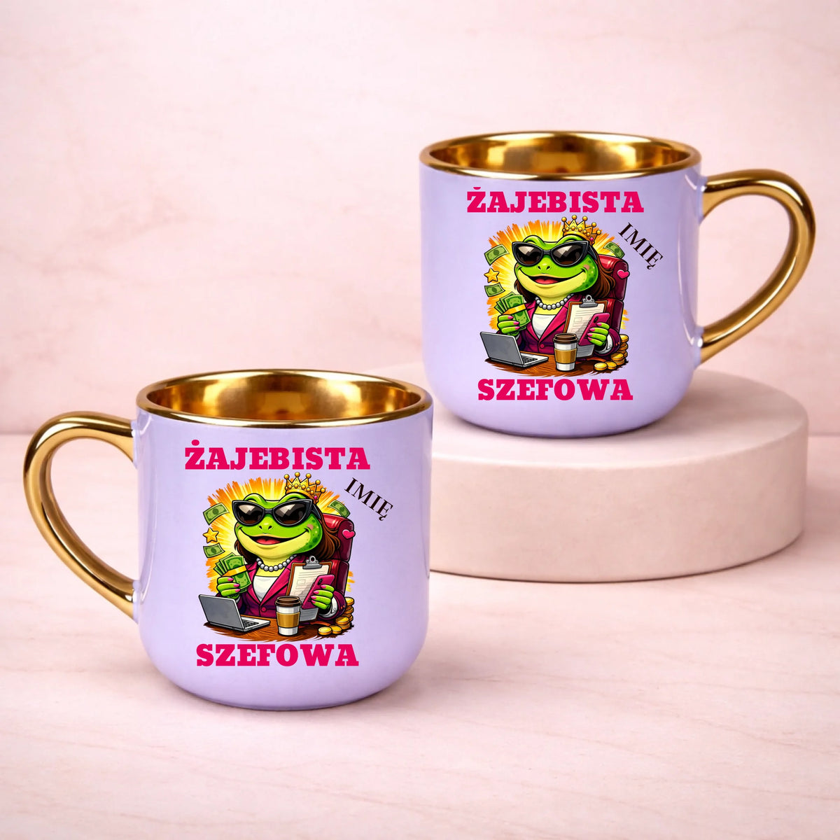 kubek z własnym nadrukiem 400ml personalizowane prezenty pl fioletowy