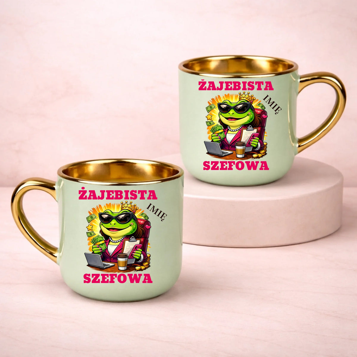 kubek z własnym nadrukiem 400ml personalizowane prezenty pl zielony