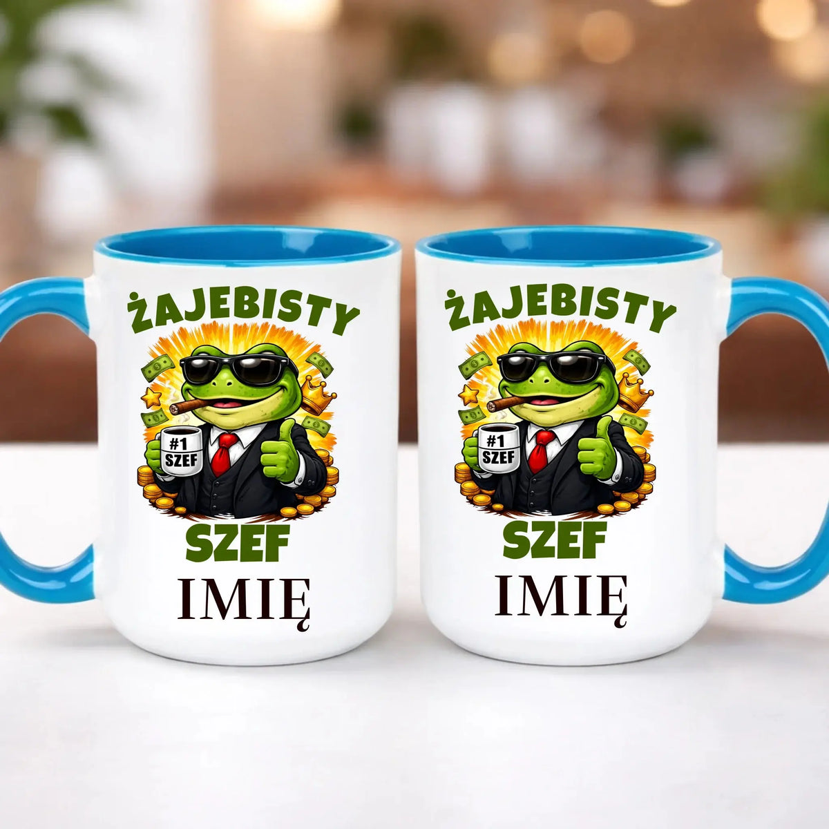 kubek z własnym nadrukiem 440ml personalizowane prezenty pl niebieski