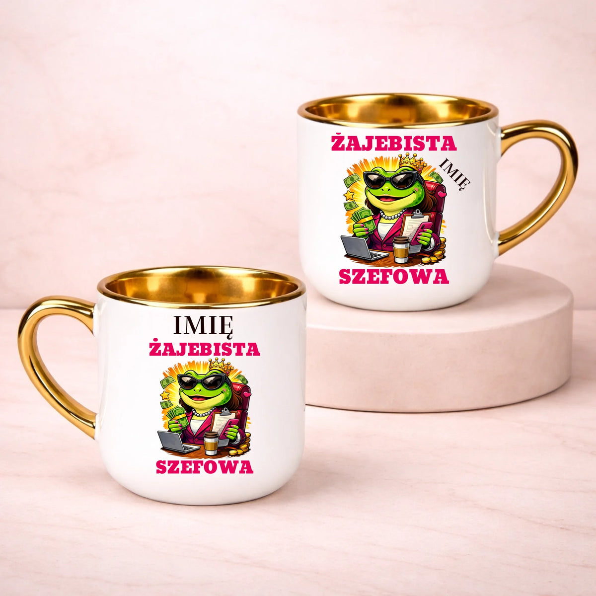 kubek z własnym nadrukiem 400ml personalizowane prezenty pl bialy
