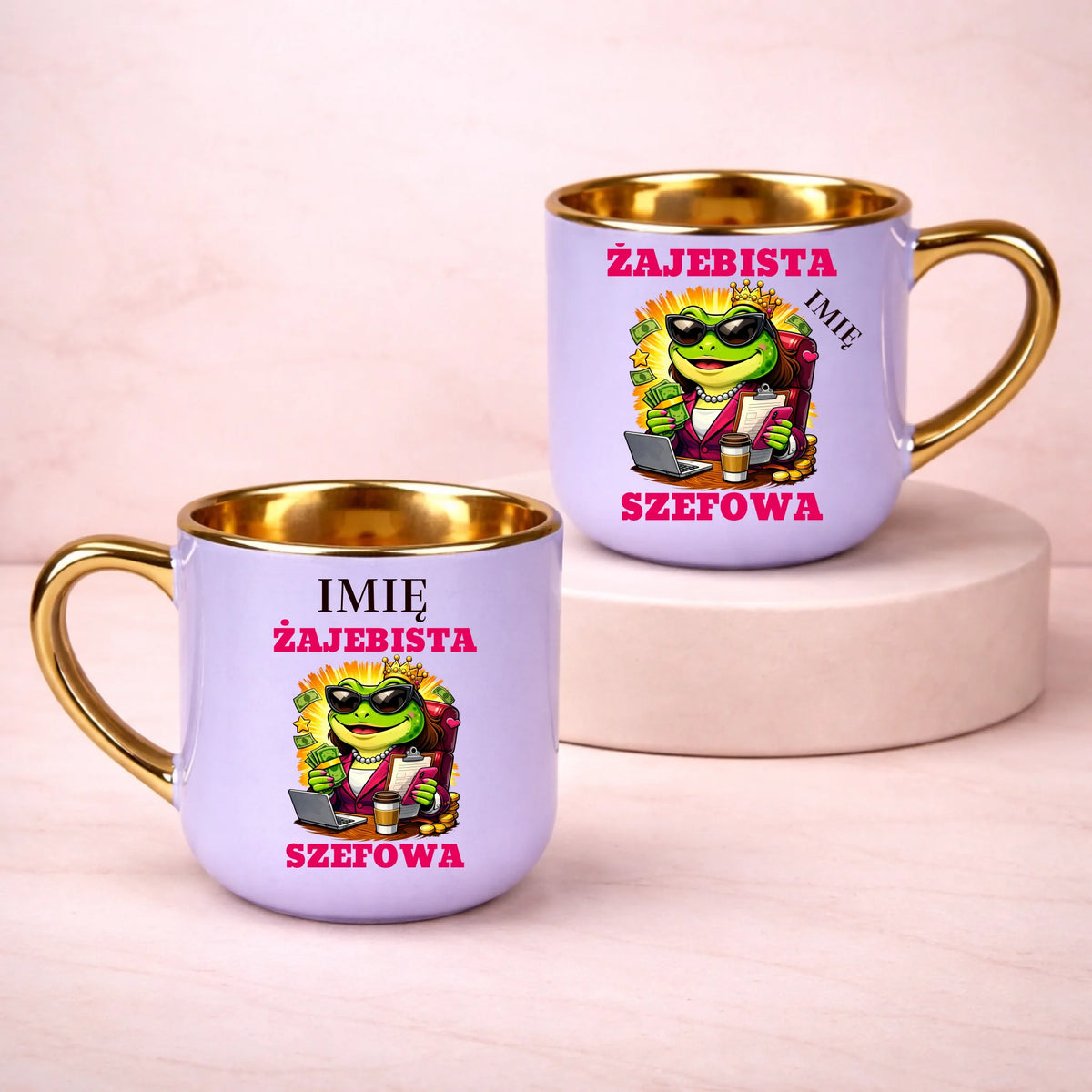 kubek z własnym nadrukiem 400ml personalizowane prezenty pl fioletowy