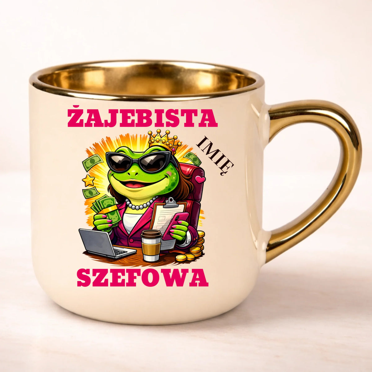 kubek personalizowany z nadrukiem 400ml kremowy
