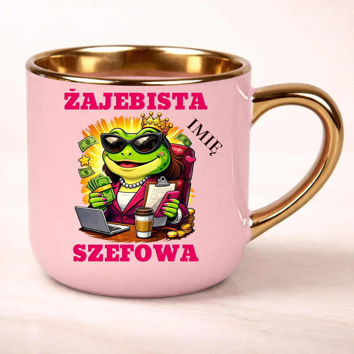 kubek personalizowany z nadrukiem 400ml rozowy