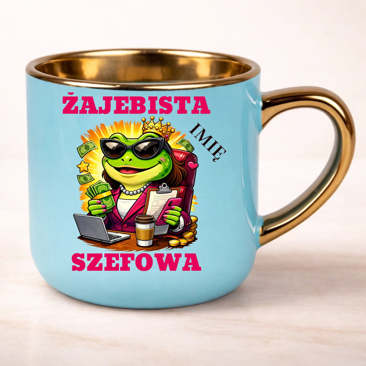 kubek personalizowany z nadrukiem 400ml niebieski