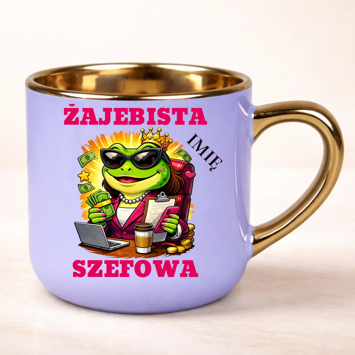 kubek personalizowany z nadrukiem 400ml fioletowy