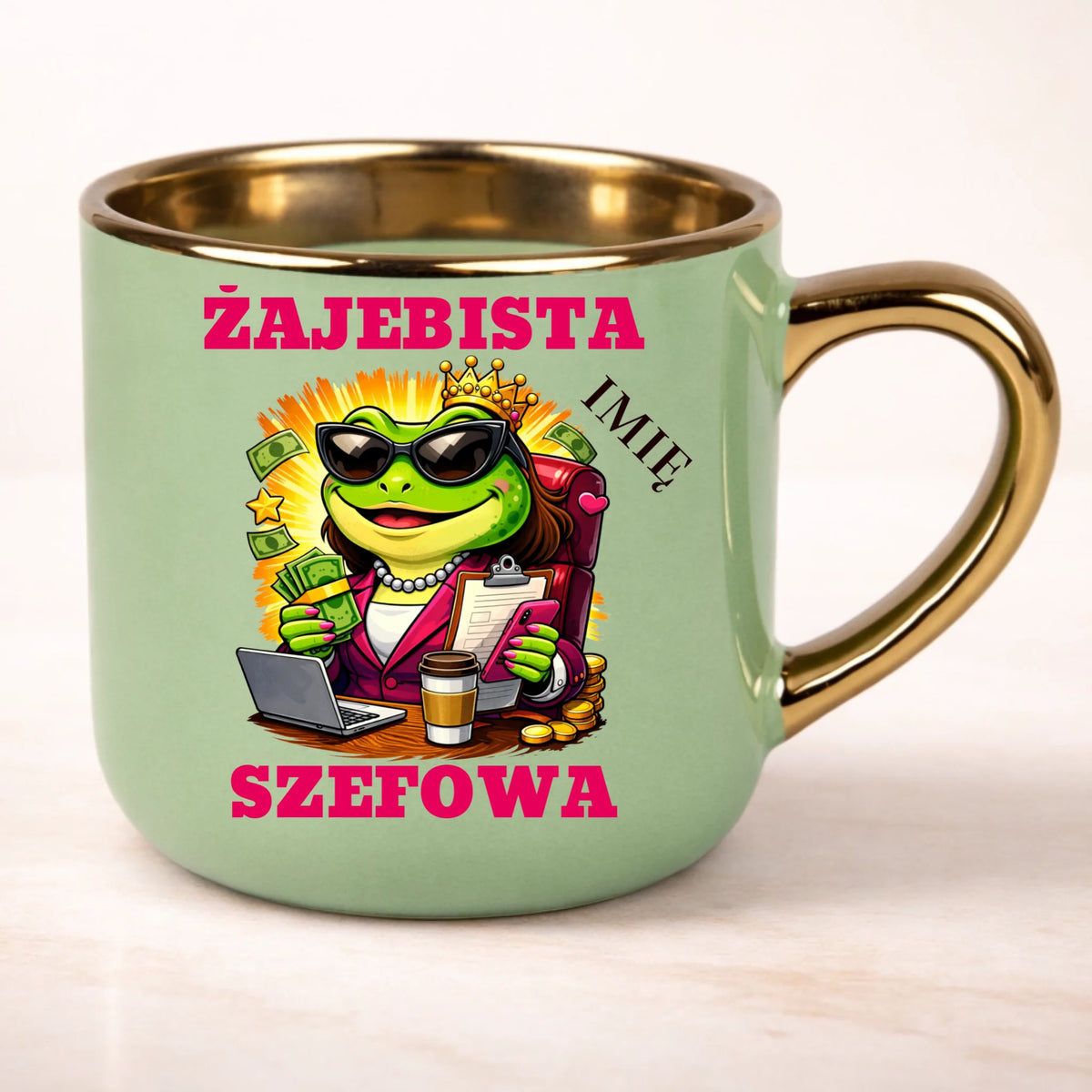 kubek personalizowany z nadrukiem 400ml zielony