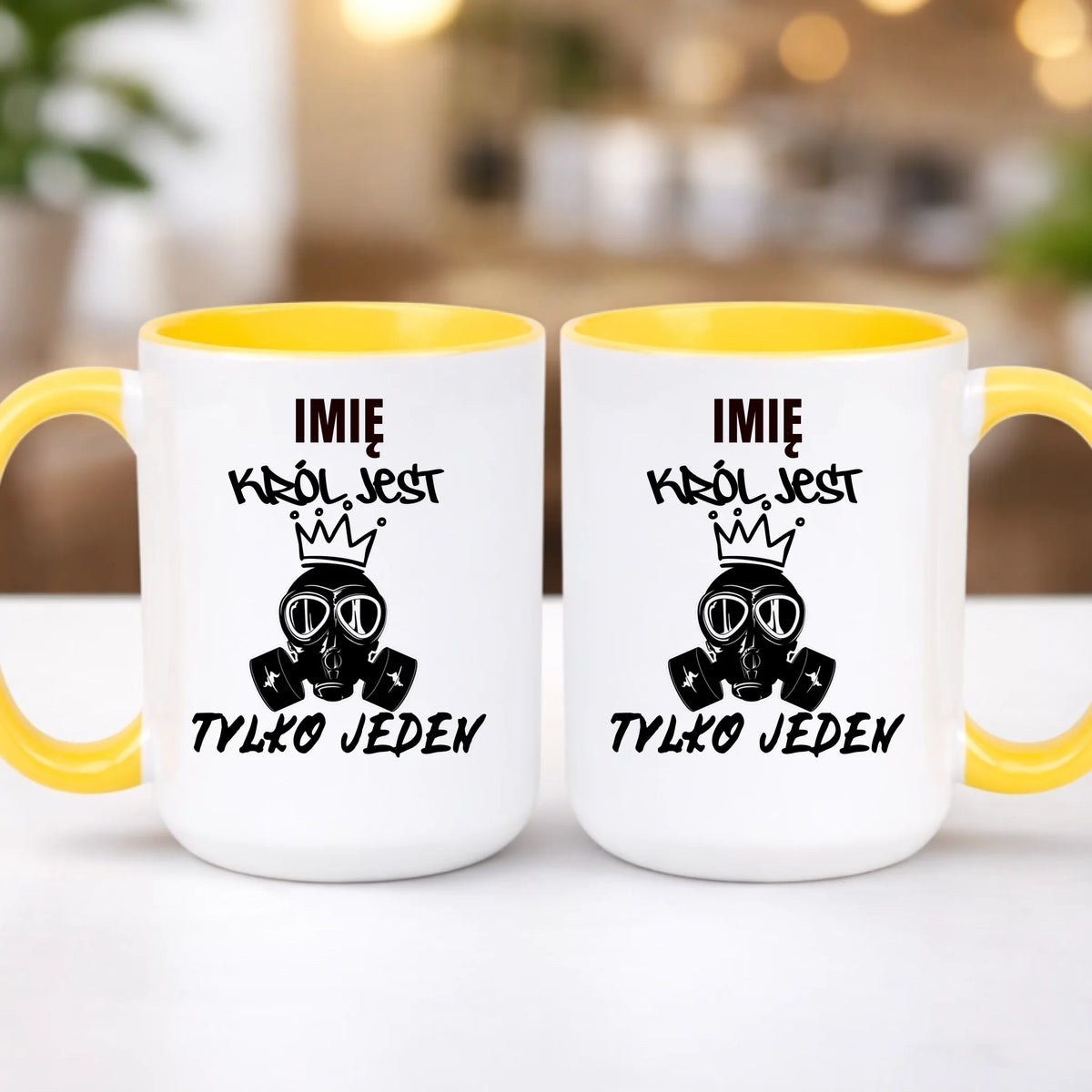 kubek z własnym nadrukiem 440ml personalizowane prezenty pl żółty