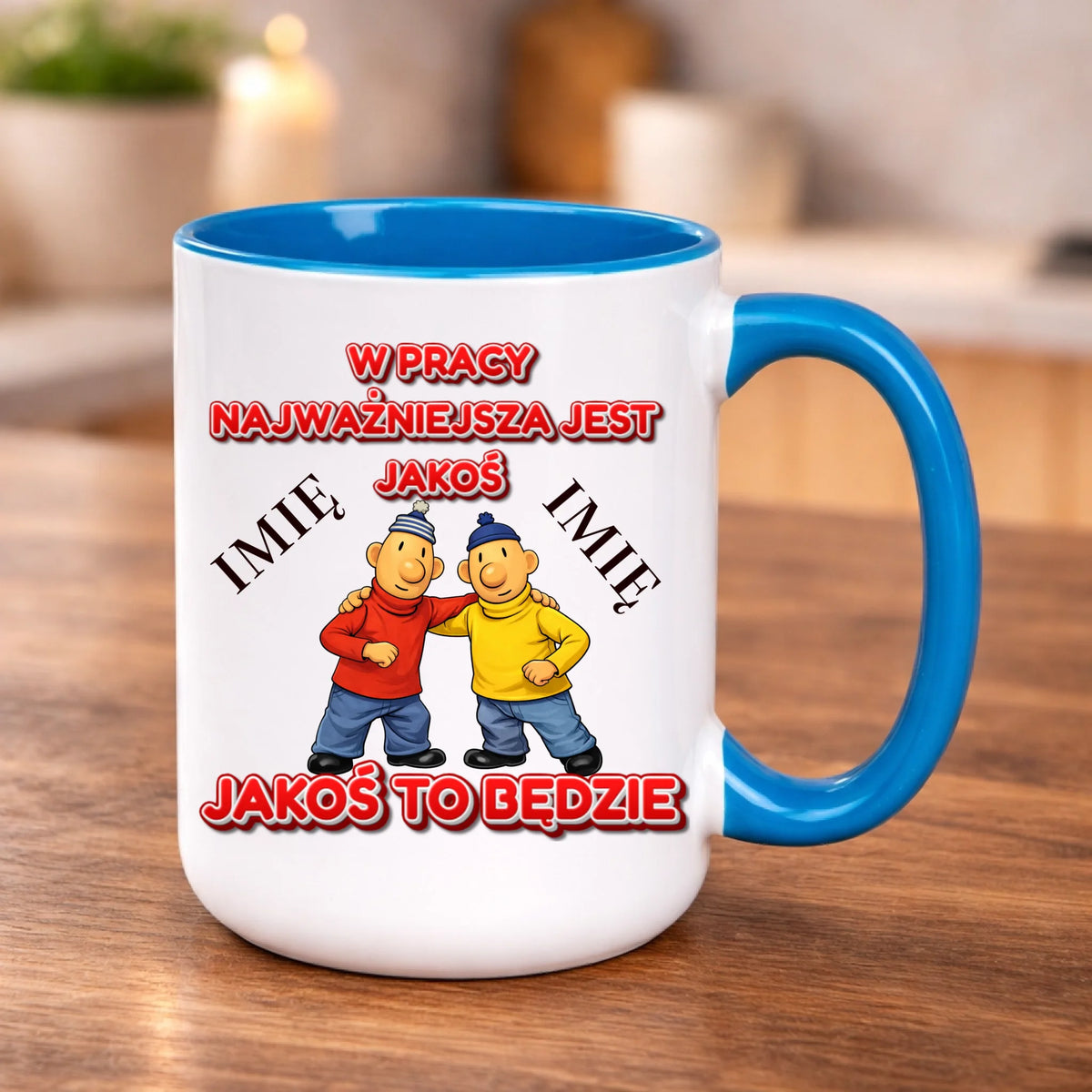 kubek z własnym nadrukiem 440ml personalizowane prezenty pl niebieski