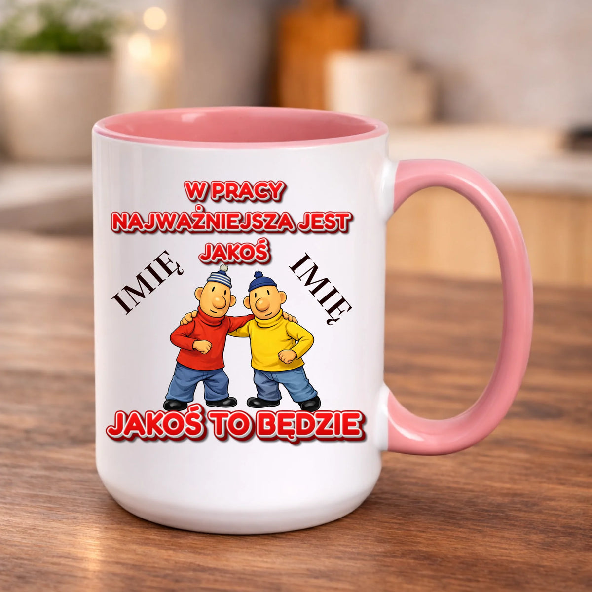 kubek z własnym nadrukiem 440ml personalizowane prezenty pl różowy