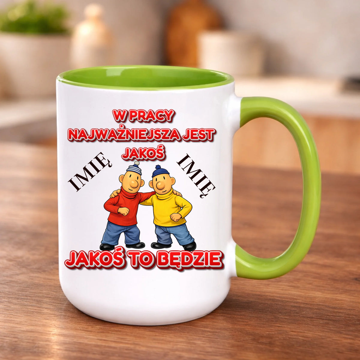 kubek z własnym nadrukiem 440ml personalizowane prezenty pl zielony