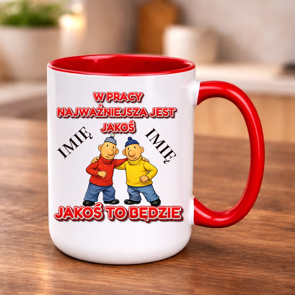 kubek z własnym nadrukiem 440ml personalizowane prezenty pl czerwony