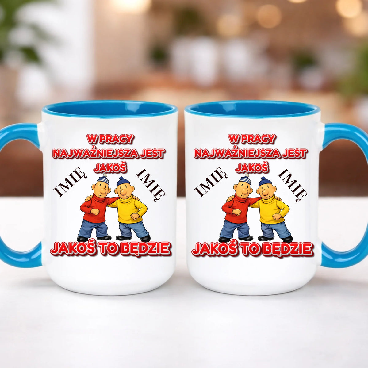 kubek z własnym nadrukiem 440ml personalizowane prezenty pl niebieski