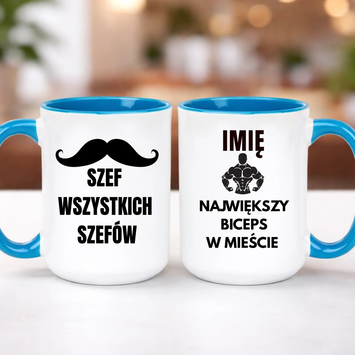 kubek z własnym nadrukiem 440ml personalizowane prezenty pl niebieski